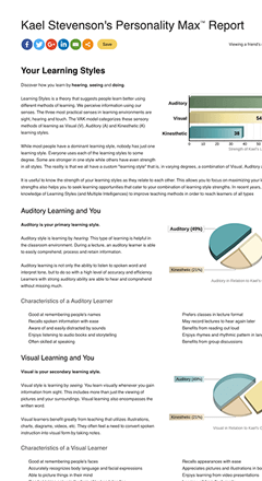 visual auditory kinesthetic test