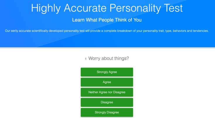 Highly Accurate Personality Test