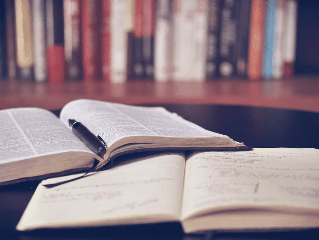 Open books in library setting