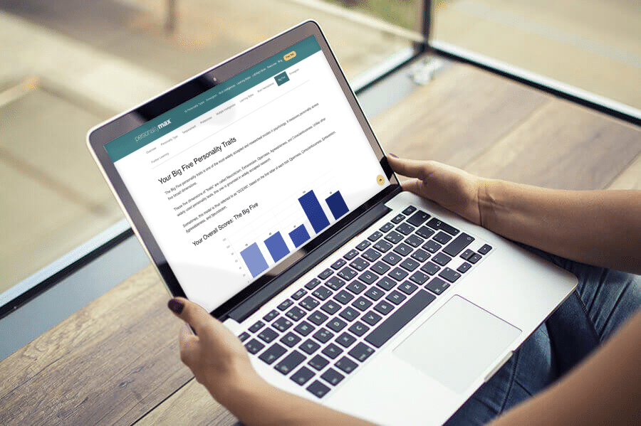 Big Five personality test results on laptop